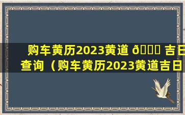 购车黄历2023黄道 🐟 吉日查询（购车黄历2023黄道吉日查询最新）